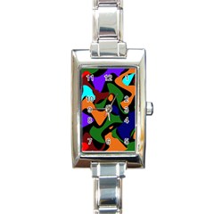 Trippy Paint Splash, Asymmetric Dotted Camo In Saturated Colors Rectangle Italian Charm Watch by Casemiro