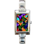 Trippy paint splash, asymmetric dotted camo in saturated colors Rectangle Italian Charm Watch Front