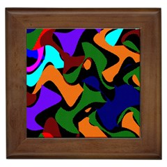 Trippy Paint Splash, Asymmetric Dotted Camo In Saturated Colors Framed Tile by Casemiro