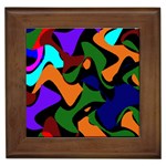 Trippy paint splash, asymmetric dotted camo in saturated colors Framed Tile Front