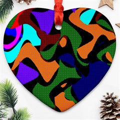 Trippy Paint Splash, Asymmetric Dotted Camo In Saturated Colors Ornament (heart) by Casemiro