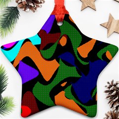 Trippy Paint Splash, Asymmetric Dotted Camo In Saturated Colors Ornament (star) by Casemiro