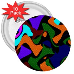 Trippy Paint Splash, Asymmetric Dotted Camo In Saturated Colors 3  Buttons (10 Pack) 