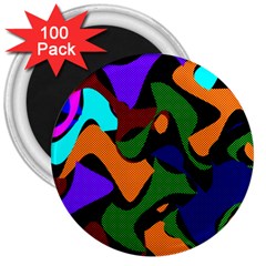 Trippy Paint Splash, Asymmetric Dotted Camo In Saturated Colors 3  Magnets (100 Pack) by Casemiro