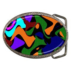 Trippy Paint Splash, Asymmetric Dotted Camo In Saturated Colors Belt Buckles by Casemiro