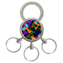 Trippy Paint Splash, Asymmetric Dotted Camo In Saturated Colors 3-ring Key Chain by Casemiro