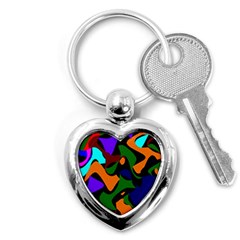 Trippy Paint Splash, Asymmetric Dotted Camo In Saturated Colors Key Chain (heart) by Casemiro