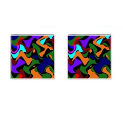 Trippy Paint Splash, Asymmetric Dotted Camo In Saturated Colors Cufflinks (square) by Casemiro