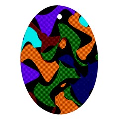 Trippy Paint Splash, Asymmetric Dotted Camo In Saturated Colors Oval Ornament (two Sides) by Casemiro