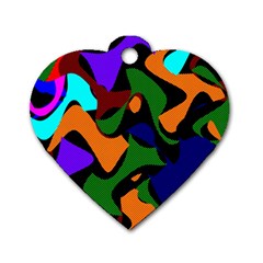 Trippy Paint Splash, Asymmetric Dotted Camo In Saturated Colors Dog Tag Heart (one Side) by Casemiro