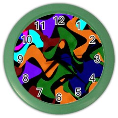 Trippy Paint Splash, Asymmetric Dotted Camo In Saturated Colors Color Wall Clock by Casemiro