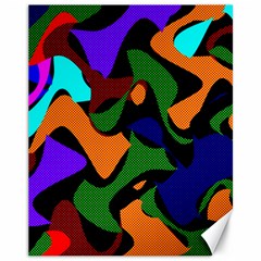 Trippy Paint Splash, Asymmetric Dotted Camo In Saturated Colors Canvas 11  X 14  by Casemiro