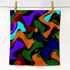 Trippy Paint Splash, Asymmetric Dotted Camo In Saturated Colors Face Towel by Casemiro