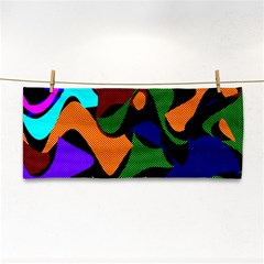 Trippy Paint Splash, Asymmetric Dotted Camo In Saturated Colors Hand Towel by Casemiro