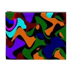 Trippy Paint Splash, Asymmetric Dotted Camo In Saturated Colors Cosmetic Bag (xl)