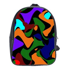 Trippy Paint Splash, Asymmetric Dotted Camo In Saturated Colors School Bag (large) by Casemiro