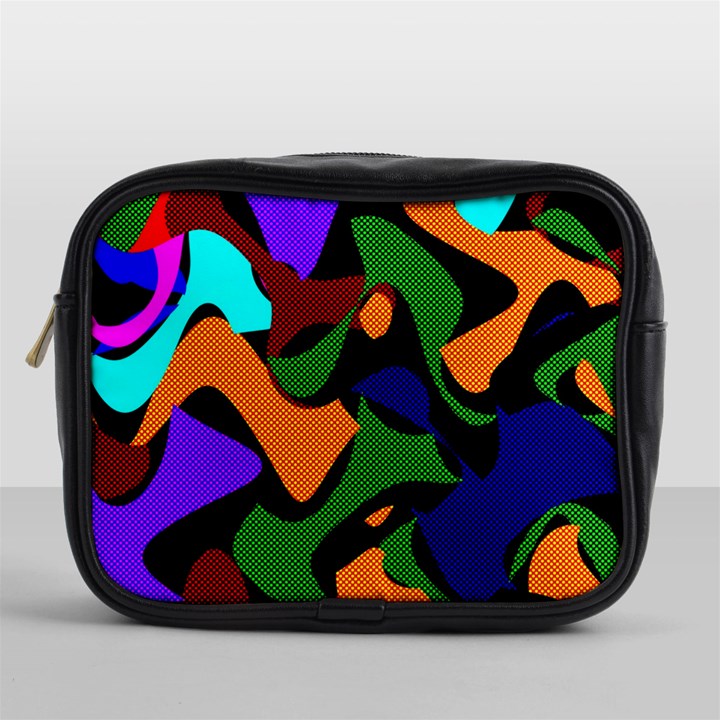 Trippy paint splash, asymmetric dotted camo in saturated colors Mini Toiletries Bag (One Side)