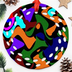 Trippy Paint Splash, Asymmetric Dotted Camo In Saturated Colors Ornament (round Filigree) by Casemiro