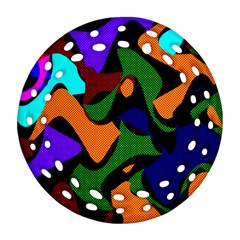 Trippy Paint Splash, Asymmetric Dotted Camo In Saturated Colors Round Filigree Ornament (two Sides) by Casemiro