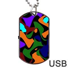 Trippy Paint Splash, Asymmetric Dotted Camo In Saturated Colors Dog Tag Usb Flash (one Side) by Casemiro