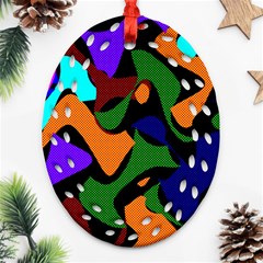 Trippy Paint Splash, Asymmetric Dotted Camo In Saturated Colors Ornament (oval Filigree) by Casemiro