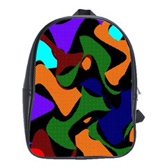 Trippy Paint Splash, Asymmetric Dotted Camo In Saturated Colors School Bag (xl) by Casemiro