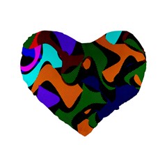 Trippy Paint Splash, Asymmetric Dotted Camo In Saturated Colors Standard 16  Premium Heart Shape Cushions by Casemiro