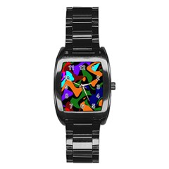 Trippy Paint Splash, Asymmetric Dotted Camo In Saturated Colors Stainless Steel Barrel Watch by Casemiro