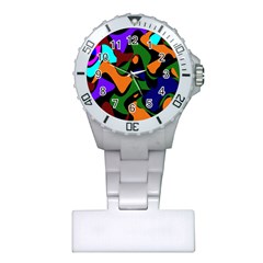 Trippy Paint Splash, Asymmetric Dotted Camo In Saturated Colors Plastic Nurses Watch by Casemiro