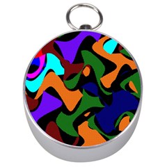 Trippy Paint Splash, Asymmetric Dotted Camo In Saturated Colors Silver Compasses by Casemiro