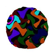 Trippy Paint Splash, Asymmetric Dotted Camo In Saturated Colors Standard 15  Premium Flano Round Cushions by Casemiro