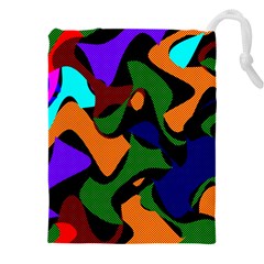 Trippy Paint Splash, Asymmetric Dotted Camo In Saturated Colors Drawstring Pouch (4xl) by Casemiro