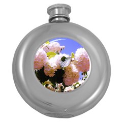 Pink Snowball Branch Round Hip Flask (5 Oz) by okhismakingart