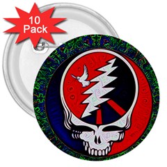 Grateful Dead - 3  Buttons (10 Pack)  by Sapixe