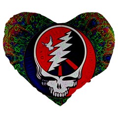 Grateful Dead - Large 19  Premium Heart Shape Cushions by Sapixe