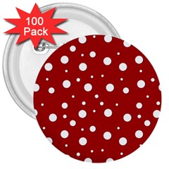 Mushroom Pattern, Red And White Dots, Circles Theme 3  Buttons (100 Pack)  by Casemiro