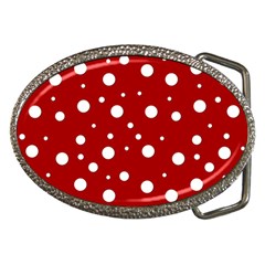 Mushroom Pattern, Red And White Dots, Circles Theme Belt Buckles by Casemiro