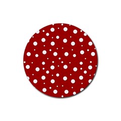 Mushroom Pattern, Red And White Dots, Circles Theme Rubber Round Coaster (4 Pack)  by Casemiro