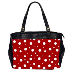 Mushroom Pattern, Red And White Dots, Circles Theme Oversize Office Handbag (2 Sides) by Casemiro