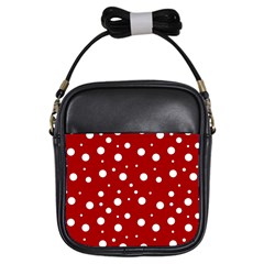 Mushroom Pattern, Red And White Dots, Circles Theme Girls Sling Bag by Casemiro