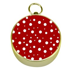 Mushroom Pattern, Red And White Dots, Circles Theme Gold Compasses