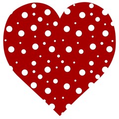 Mushroom Pattern, Red And White Dots, Circles Theme Wooden Puzzle Heart by Casemiro