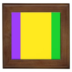 Carnival Mardi Gras Purple Yellow Green Stripes Framed Tile by yoursparklingshop