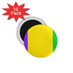 Carnival Mardi Gras Purple Yellow Green Stripes 1 75  Magnets (10 Pack)  by yoursparklingshop