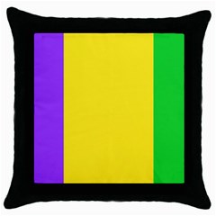 Carnival Mardi Gras Purple Yellow Green Stripes Throw Pillow Case (black) by yoursparklingshop