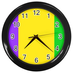 Carnival Mardi Gras Purple Yellow Green Stripes Wall Clock (black) by yoursparklingshop