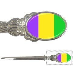 Carnival Mardi Gras Purple Yellow Green Stripes Letter Opener by yoursparklingshop