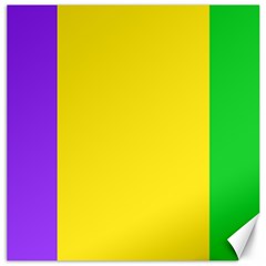 Carnival Mardi Gras Purple Yellow Green Stripes Canvas 16  X 16  by yoursparklingshop