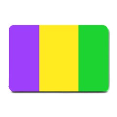 Carnival Mardi Gras Purple Yellow Green Stripes Small Doormat  by yoursparklingshop