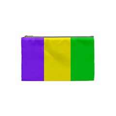 Carnival Mardi Gras Purple Yellow Green Stripes Cosmetic Bag (small) by yoursparklingshop